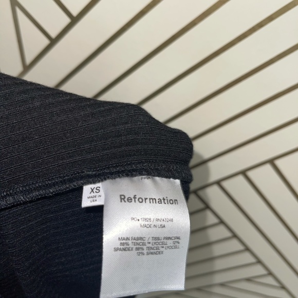 REFORMATION Kassia Tie Waist Rib Pants in Black - Picture 8 of 12